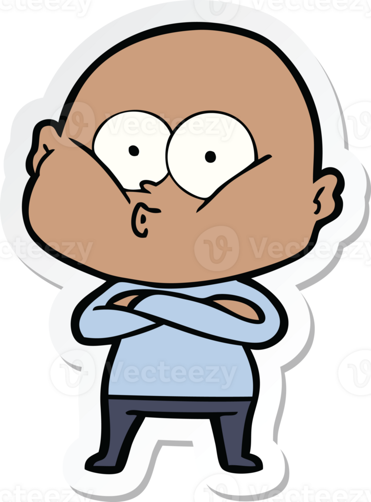 sticker of a cartoon bald man staring png