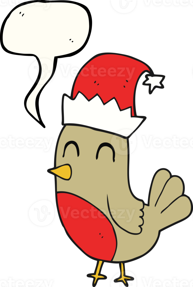 hand drawn speech bubble cartoon christmas robin png