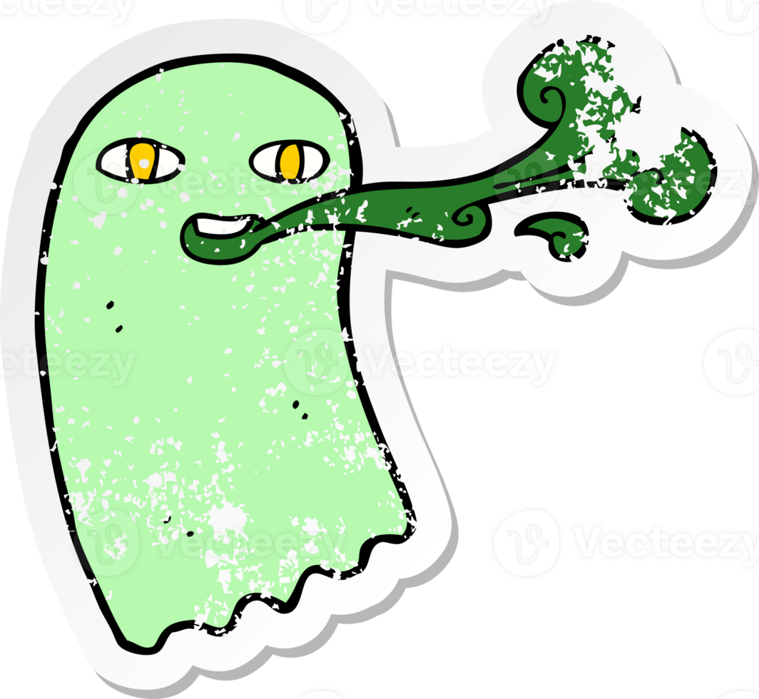 retro distressed sticker of a funny cartoon ghost png