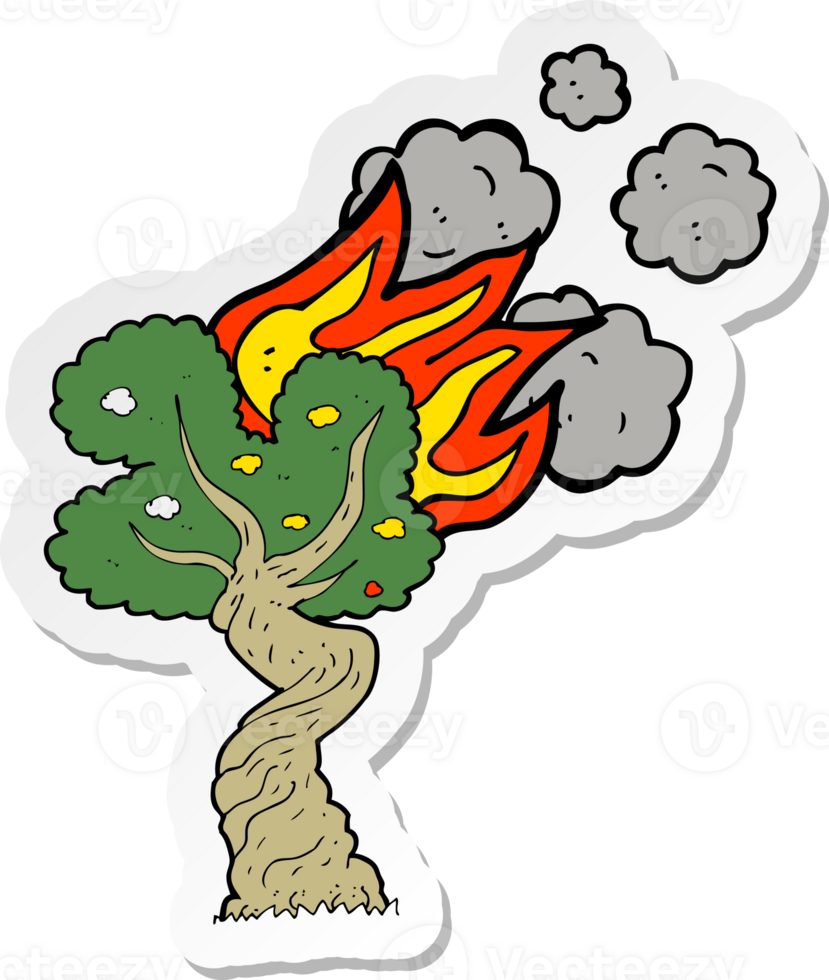 sticker of a cartoon burning tree png