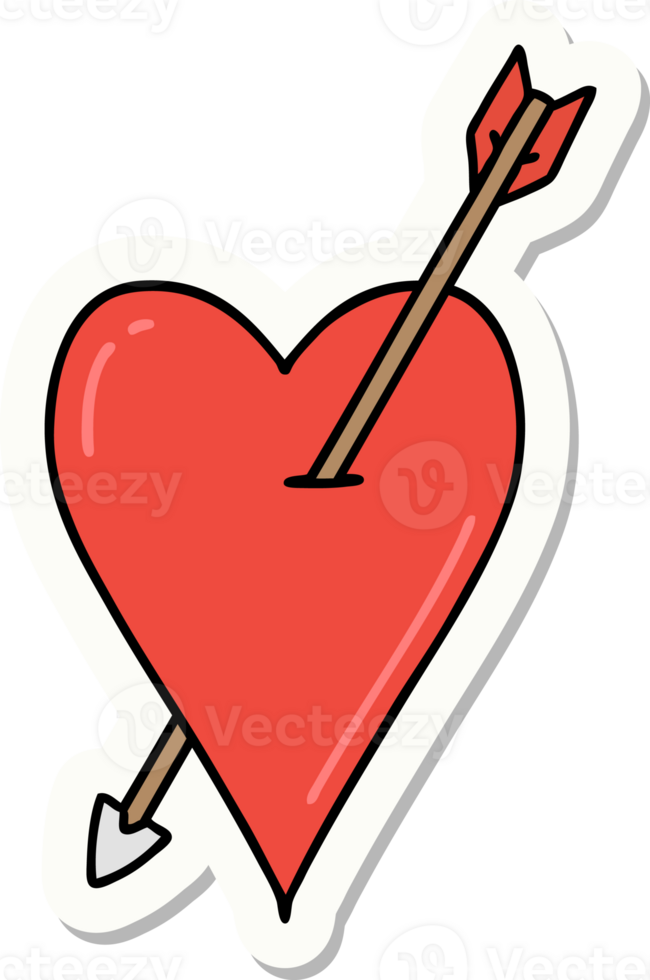 sticker of tattoo in traditional style of an arrow and heart png