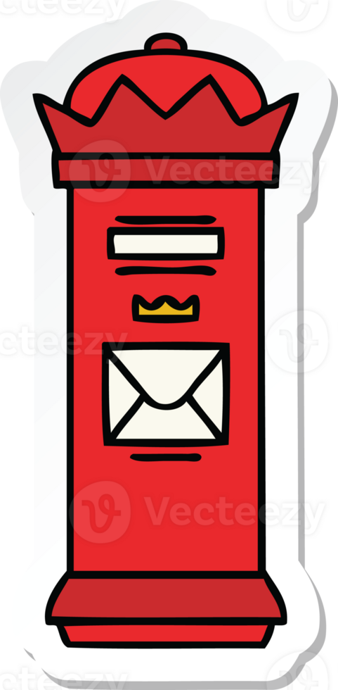sticker of a cute cartoon british post box png