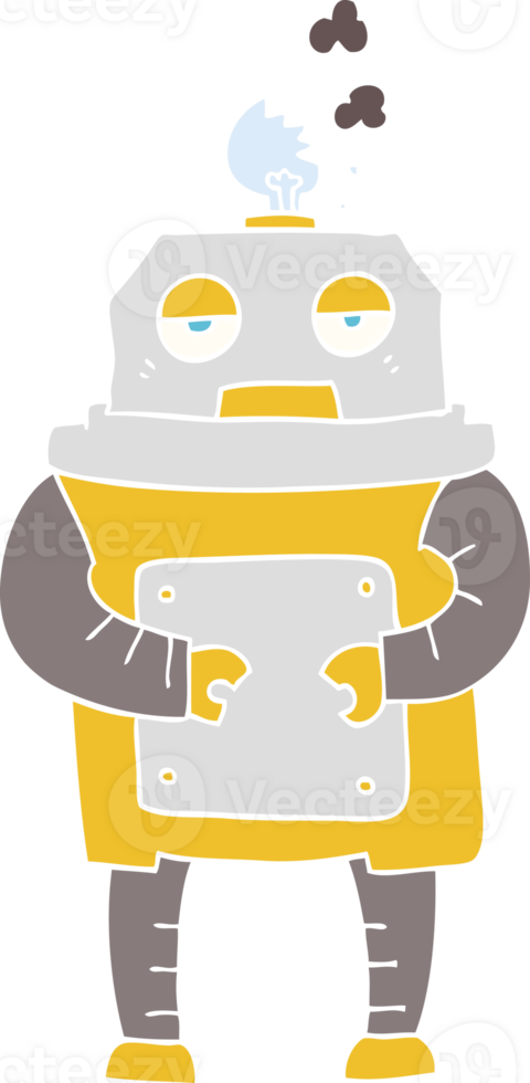 flat color illustration of broken robot png