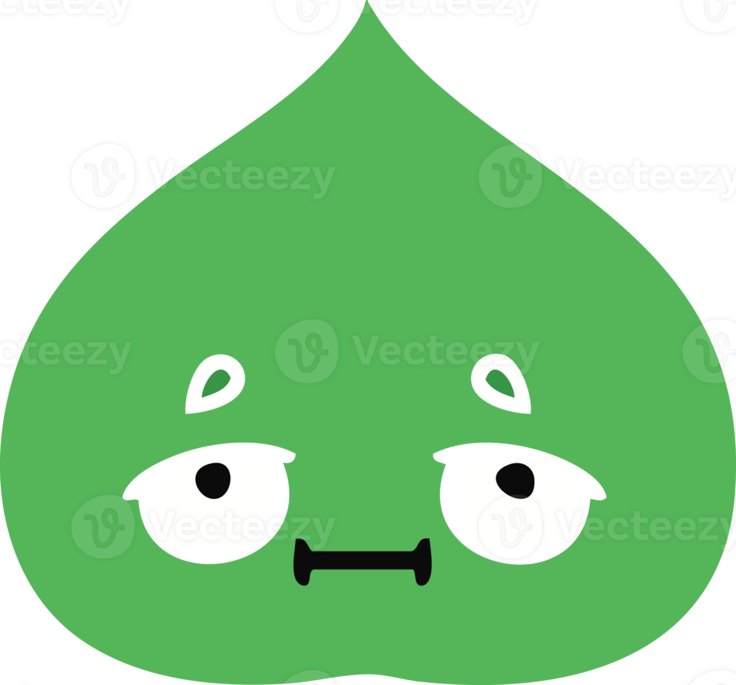 flat color retro cartoon of a expressional leaf png