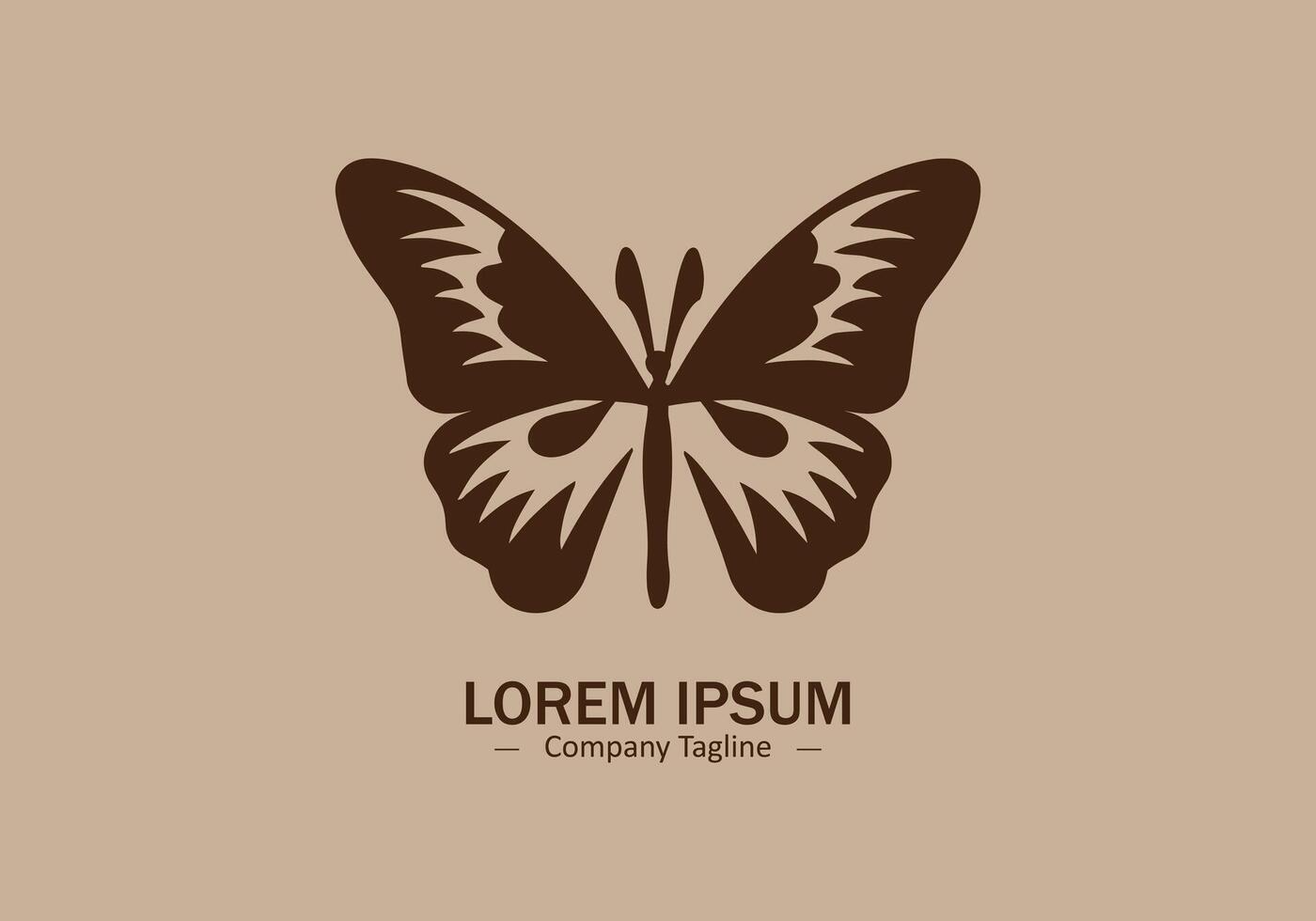 Logo of a butterfly icon silhouette design on light gray background vector