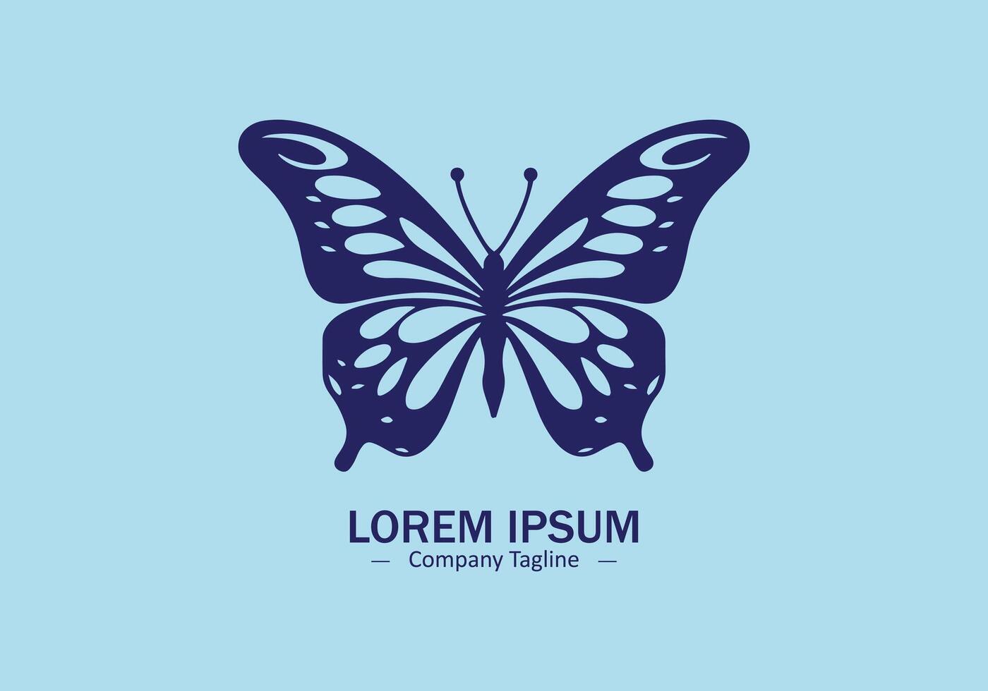 Logo of a butterfly icon silhouette design on light blue background vector