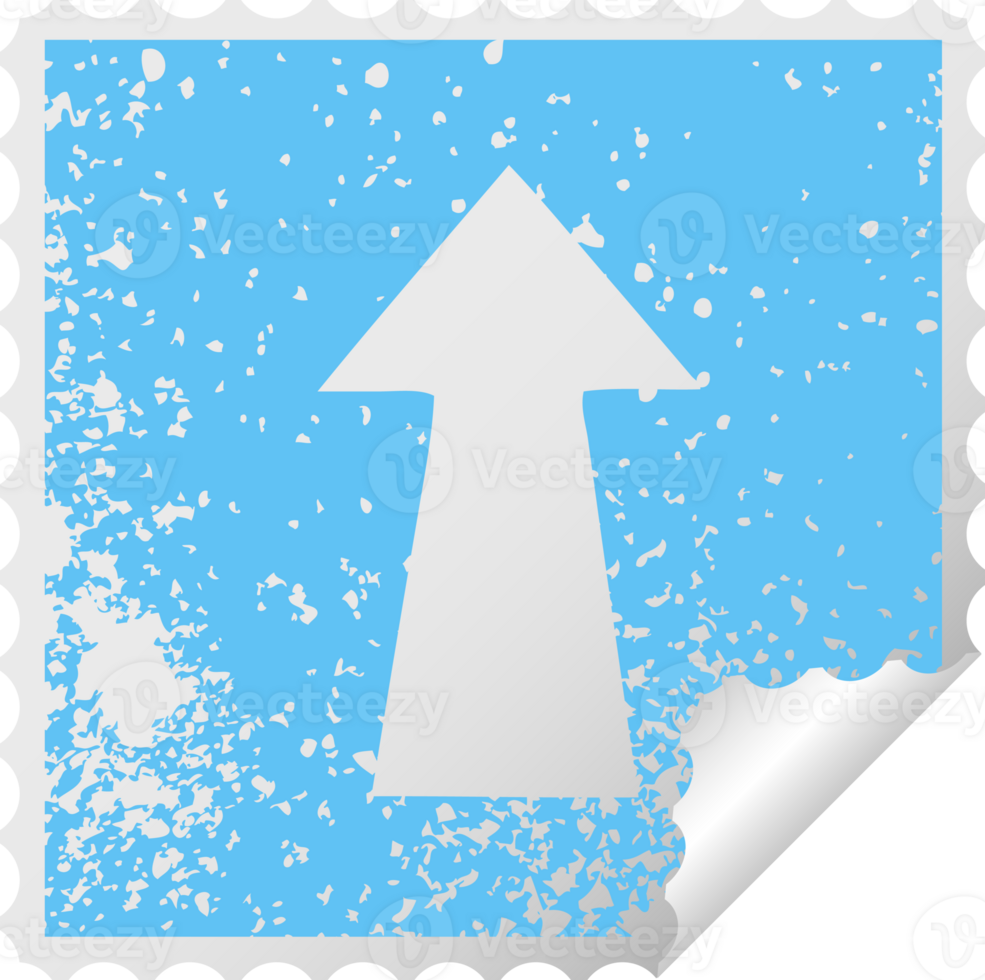 distressed square peeling sticker quirky symbol arrow png