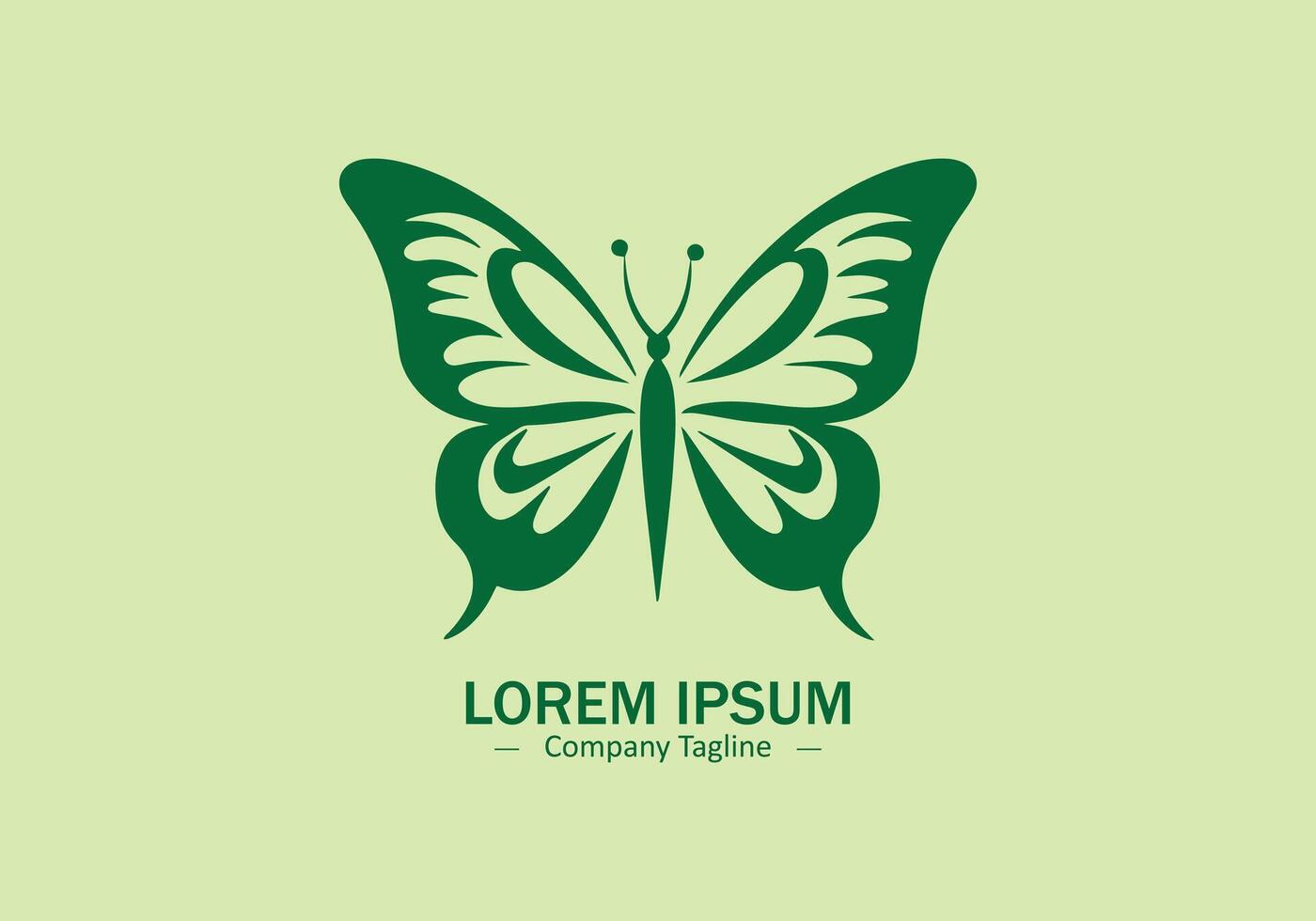 Logo of a butterfly icon silhouette design on light green background vector