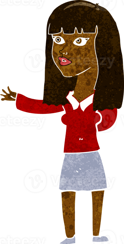 cartoon woman gesturing to show something png