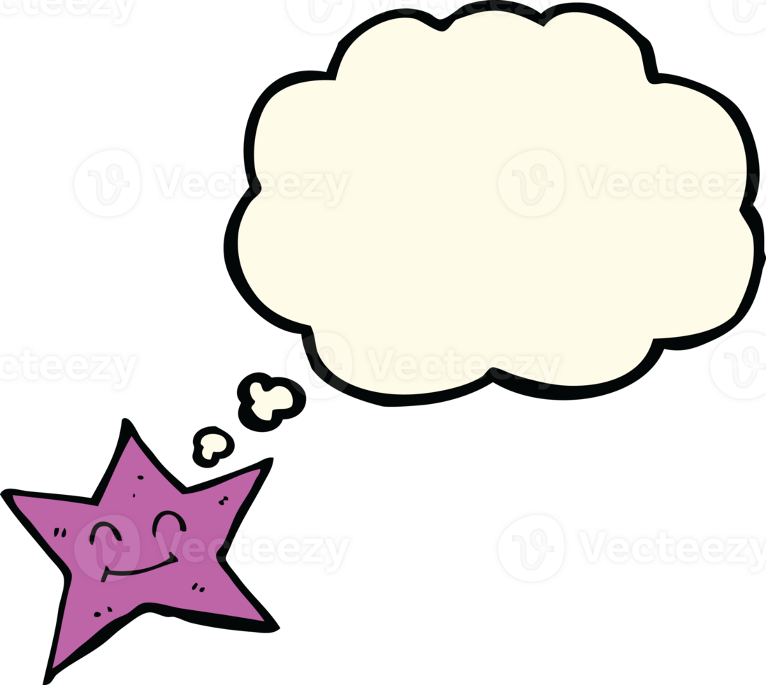 cartoon star character with thought bubble png