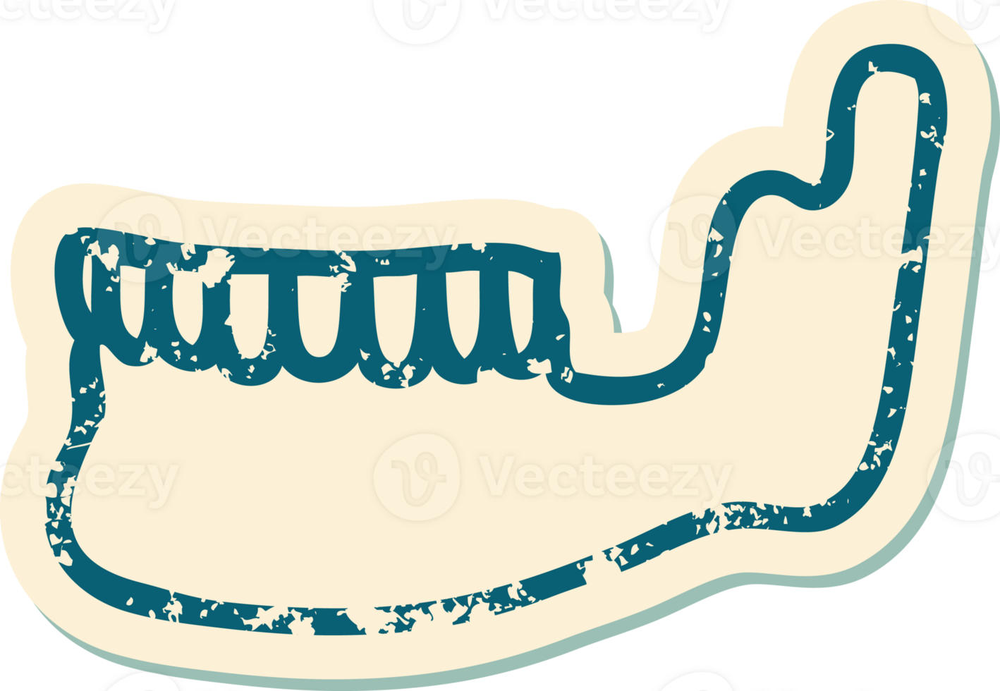 iconic distressed sticker tattoo style image of a skeleton jaw png