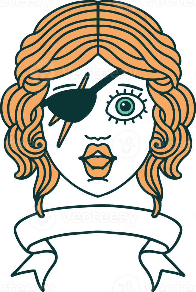 Retro Tattoo Style human rogue character with banner png