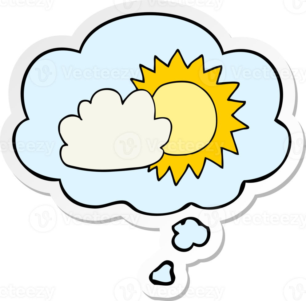 cartoon weather with thought bubble as a printed sticker png