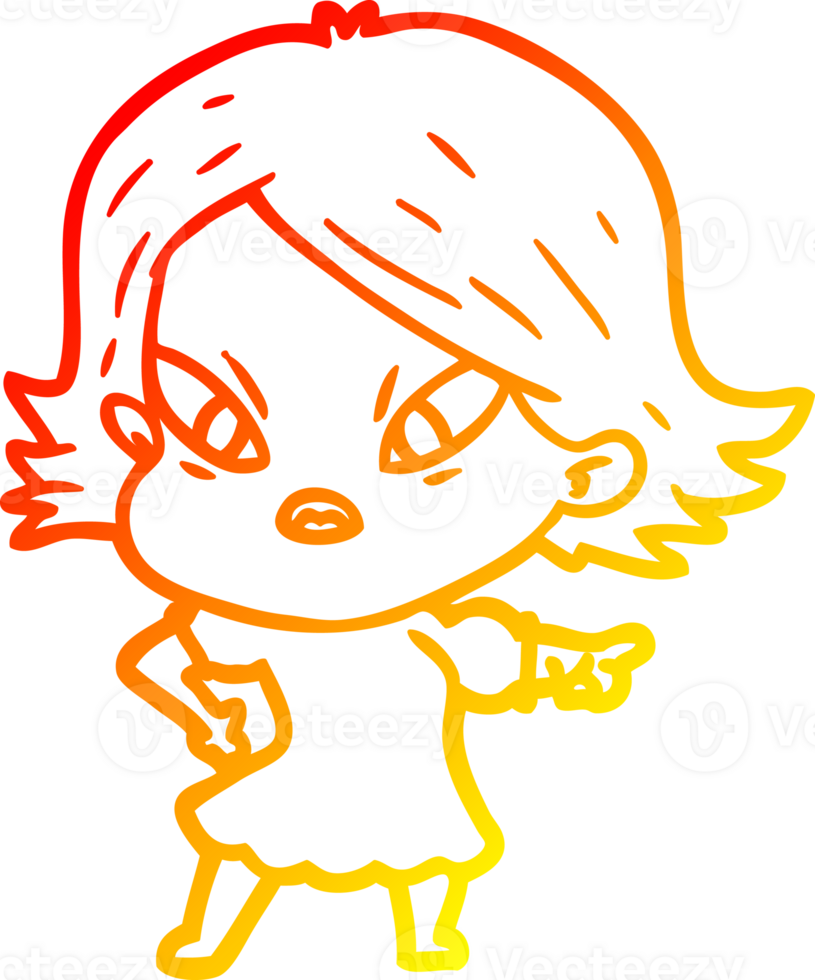 warm gradient line drawing of a cartoon stressed woman png