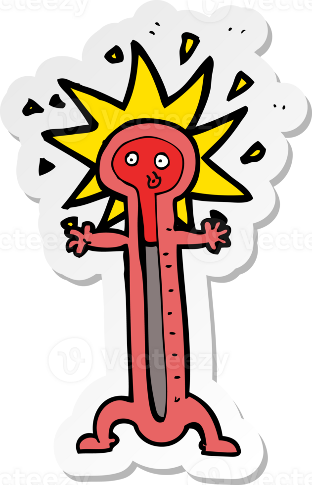 sticker of a cartoon thermometer png