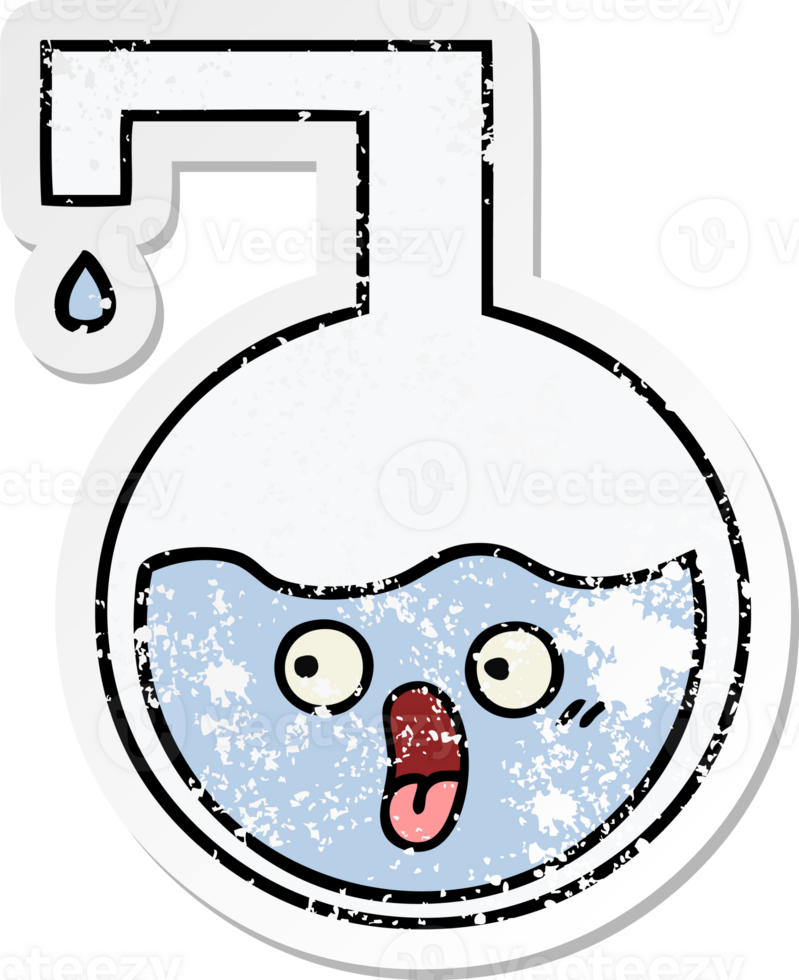 distressed sticker of a cute cartoon science experiment png
