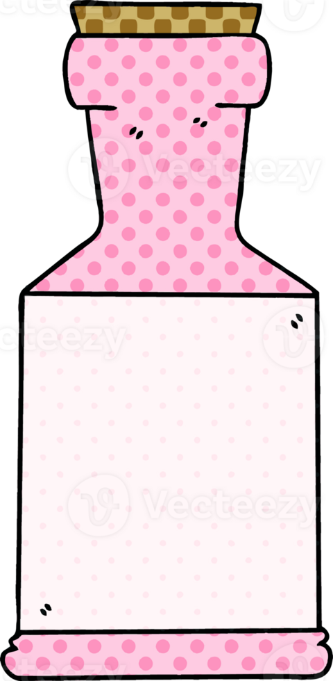 comic book style quirky cartoon potion bottle png