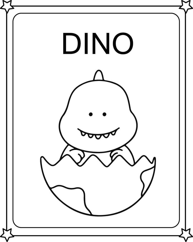 Coloring book baby dino vector