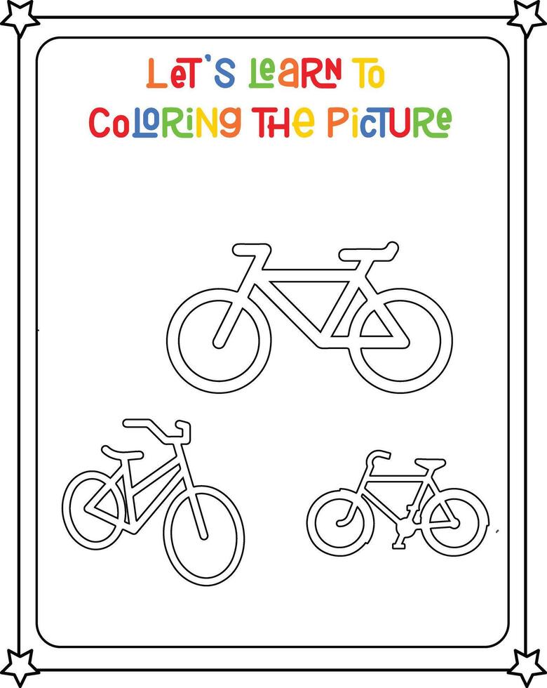 Drawing coloring book bycicle illustration vector