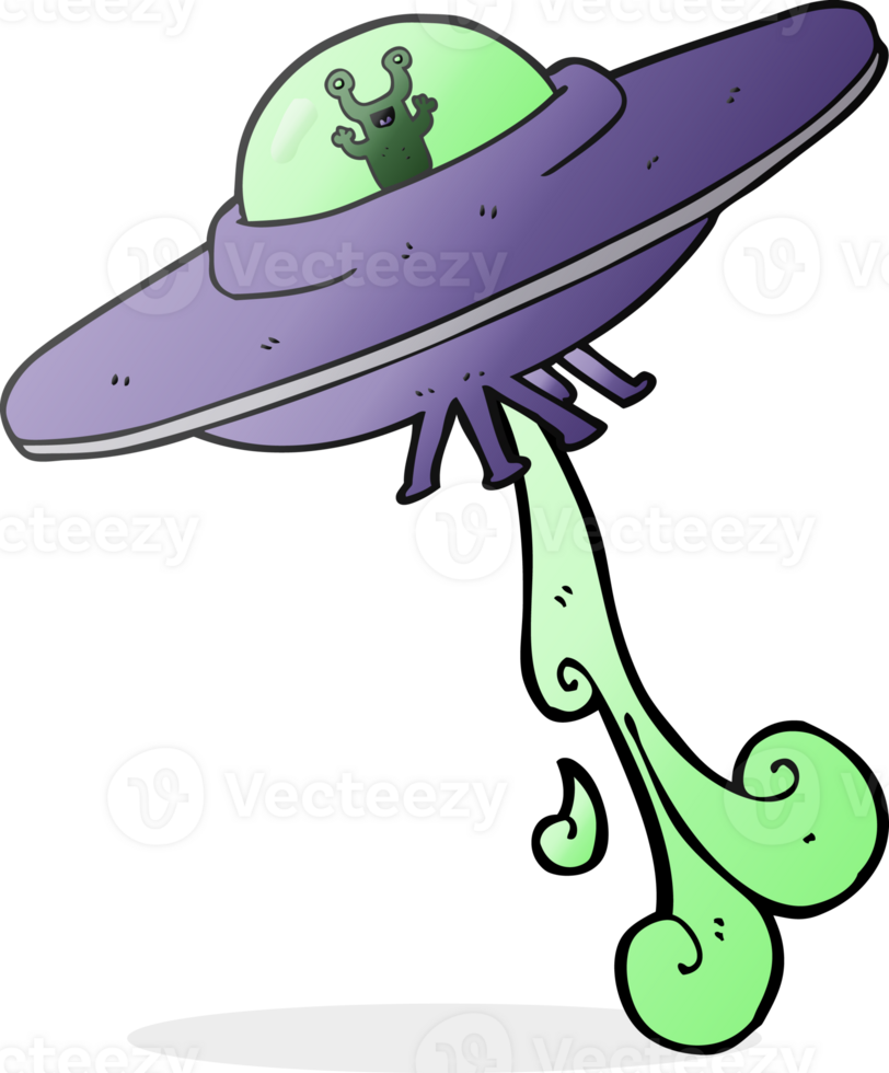 hand drawn cartoon alien spaceship png