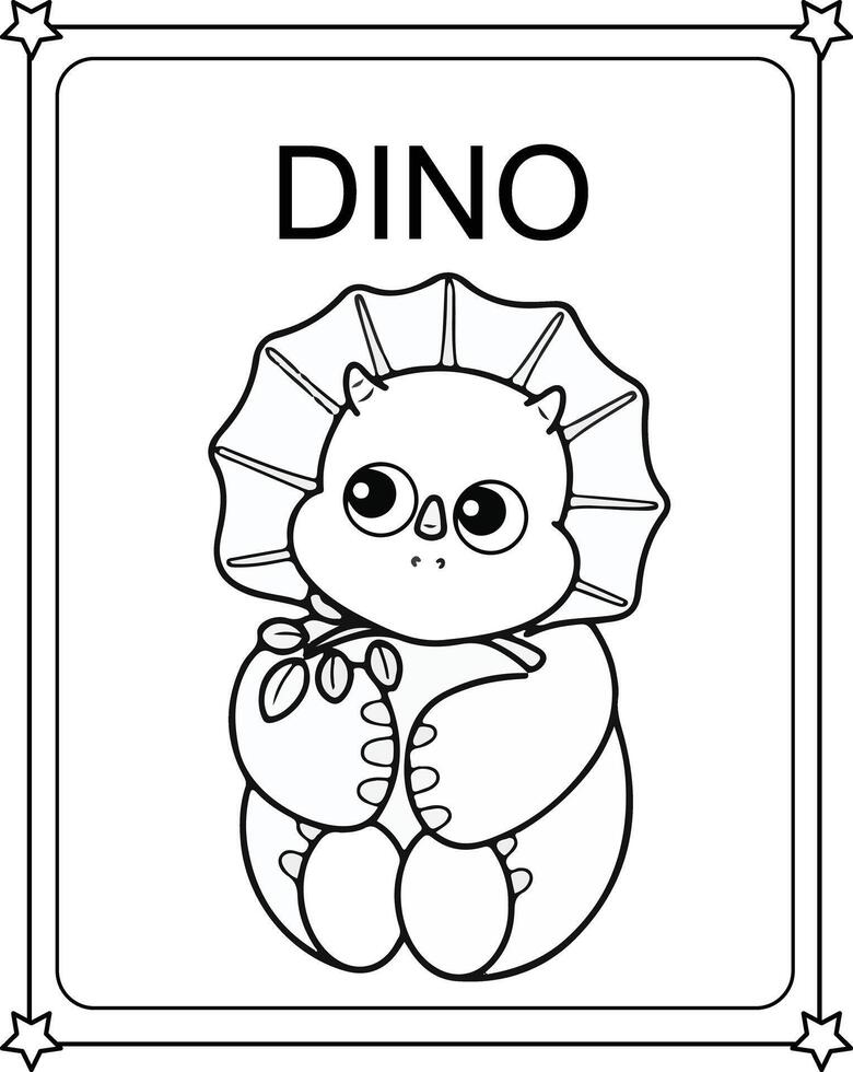 Coloring book cute dino vector