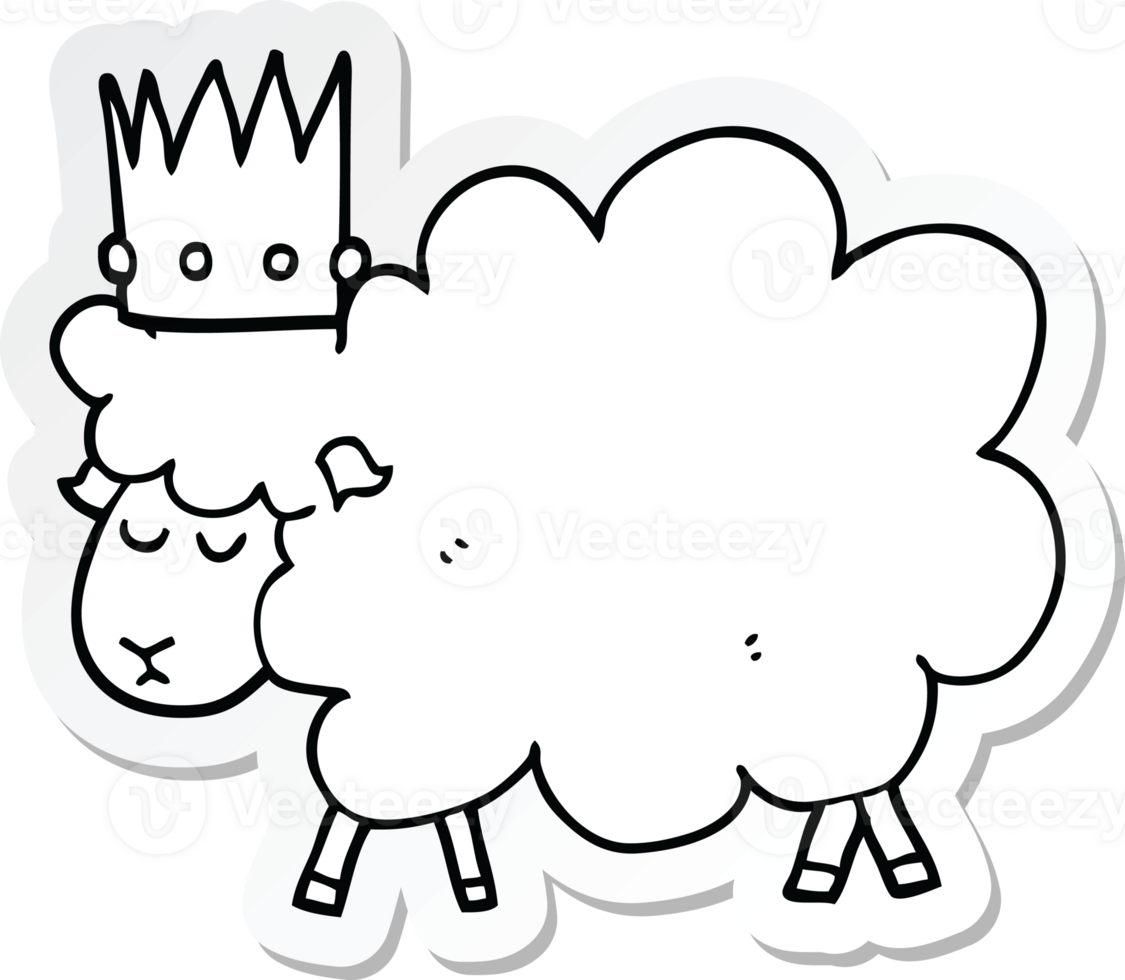 sticker of a cartoon sheep wearing crown png