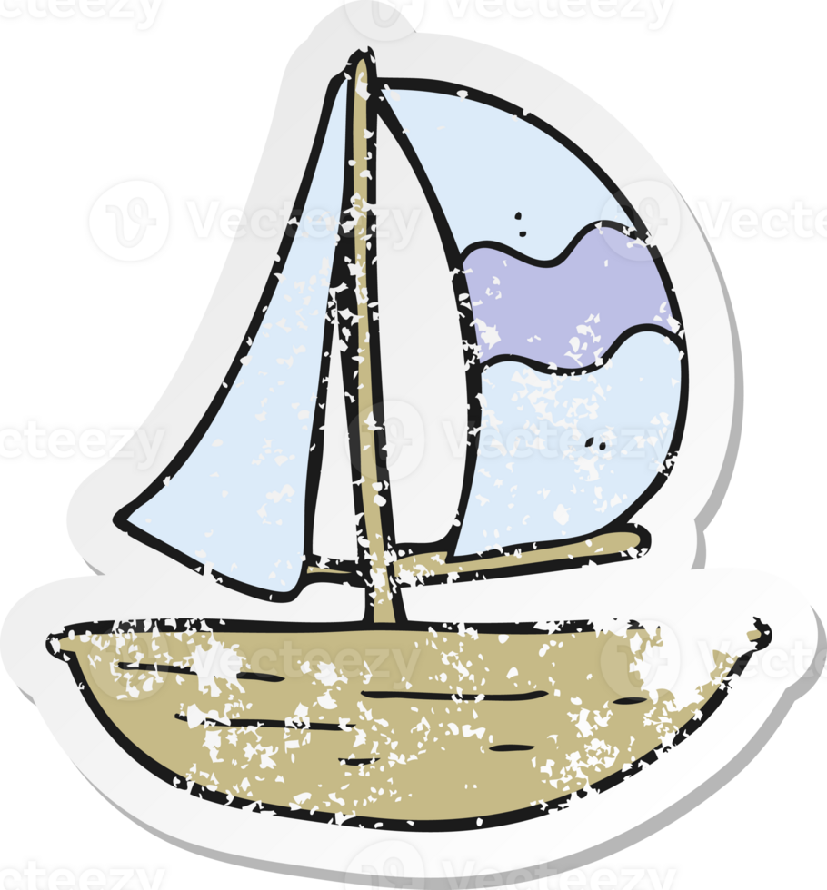 retro distressed sticker of a cartoon sail ship png