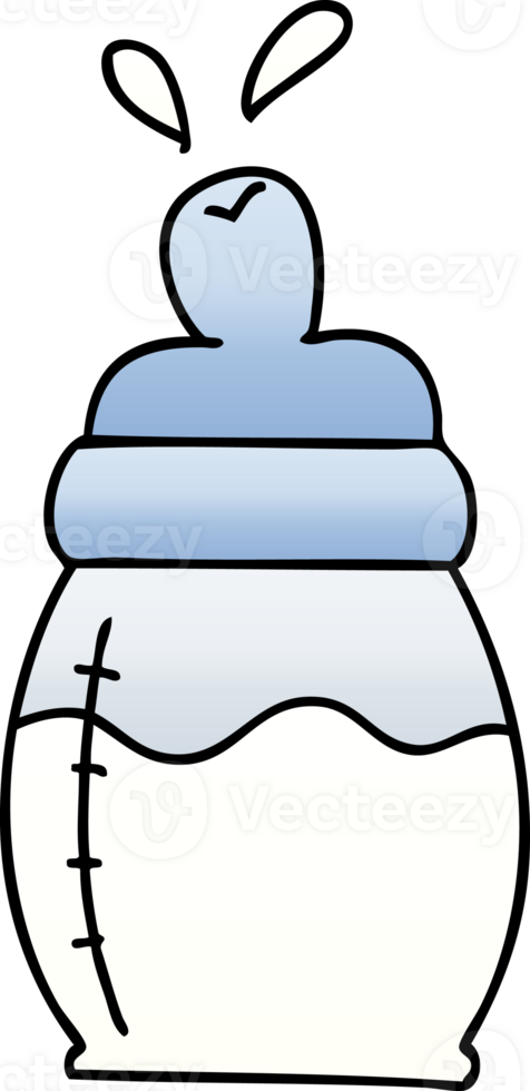 gradient shaded quirky cartoon baby milk bottle png