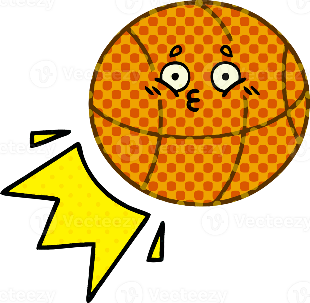 comic book style cartoon of a basketball png