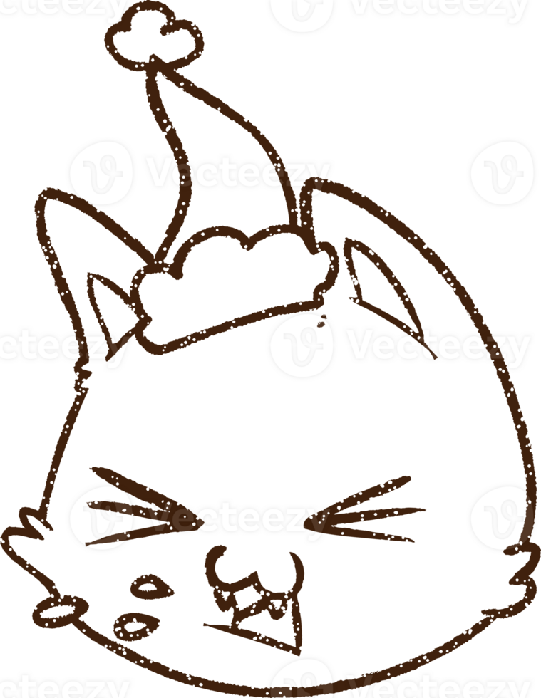 Christmas Cat Charcoal Drawing png