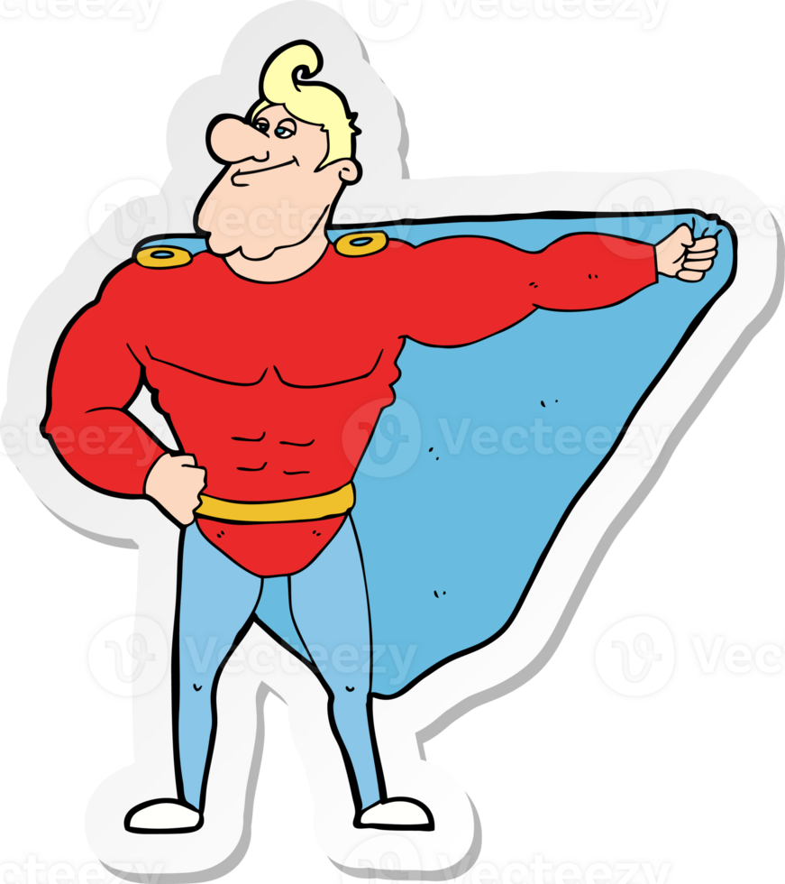 sticker of a funny cartoon superhero png