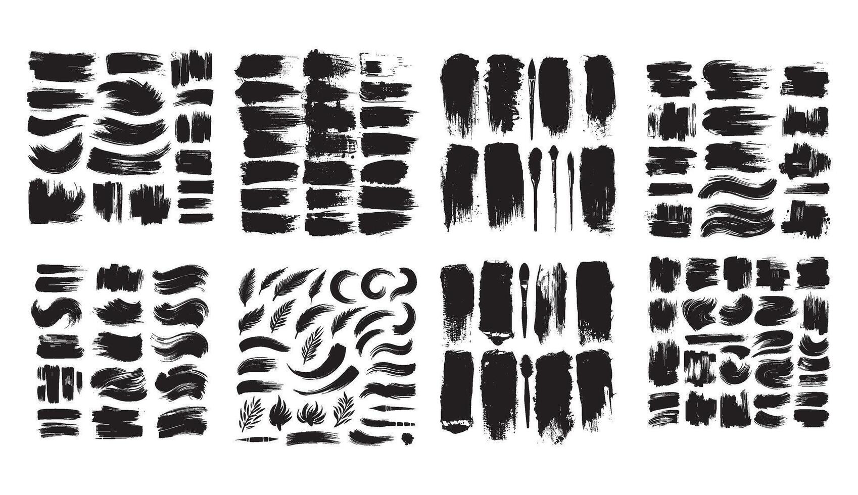 Paint stroke Ink brush stroke collection vector