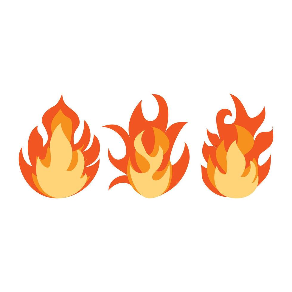 Fire flame icon. Flat illustration of fire flame. Illustration design of 3 shapes of fire symbol. Element graphic icon design with a technology theme for the application interface. vector