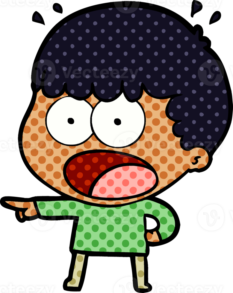 cartoon shocked man pointing png