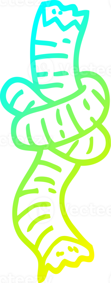 cold gradient line drawing of a cartoon tied rope png