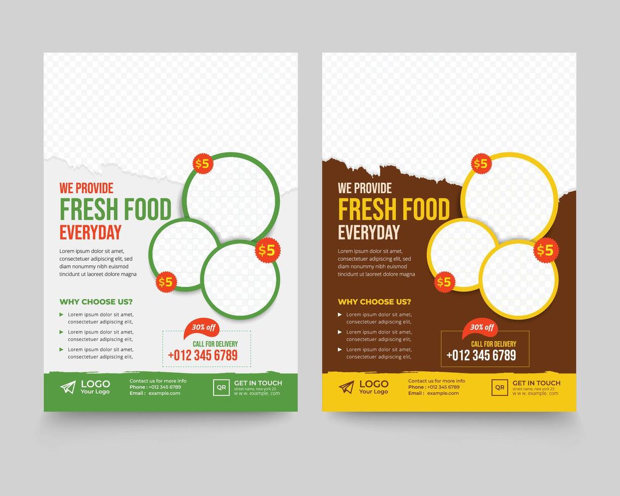 Food flyer design, business flyer template vector