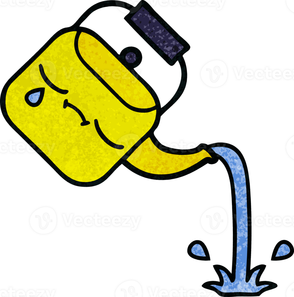 retro grunge texture cartoon of a pouring kettle png