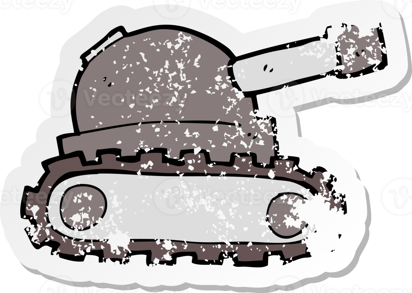 retro distressed sticker of a cartoon tank png
