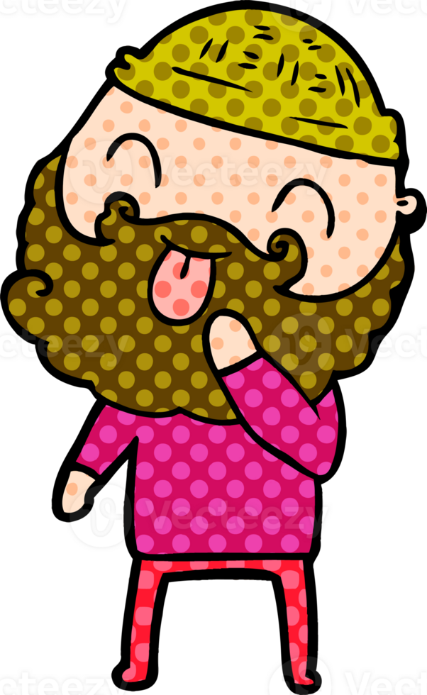 man with beard sticking out tongue png