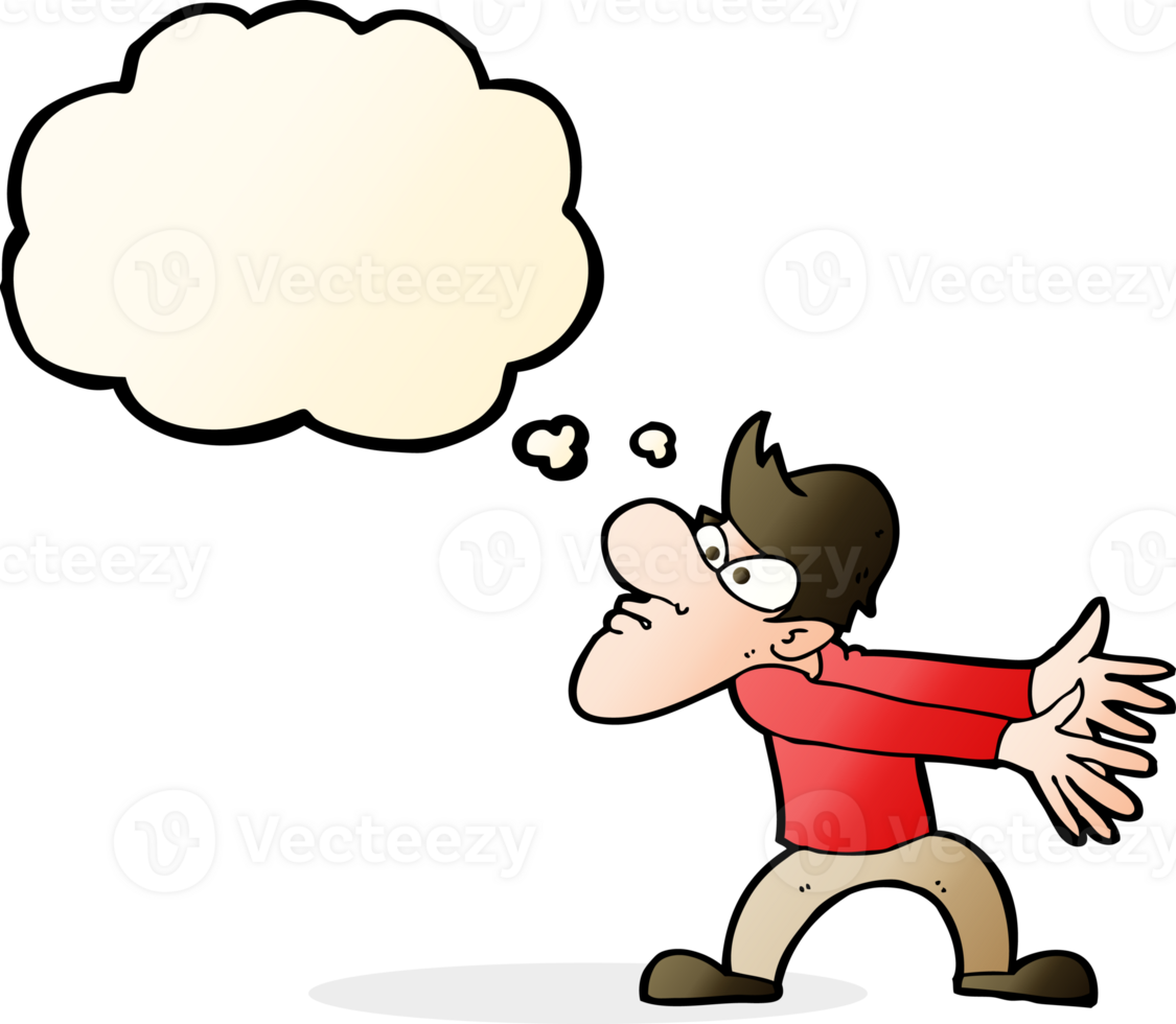 cartoon annoyed man gesturing with thought bubble png