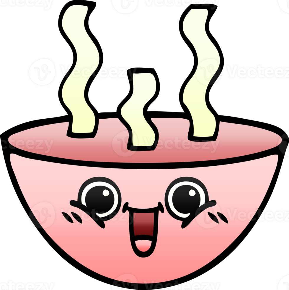 gradient shaded cartoon of a bowl of hot soup png