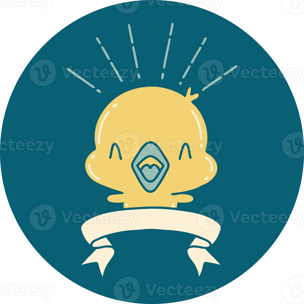 icon of a tattoo style singing chick png