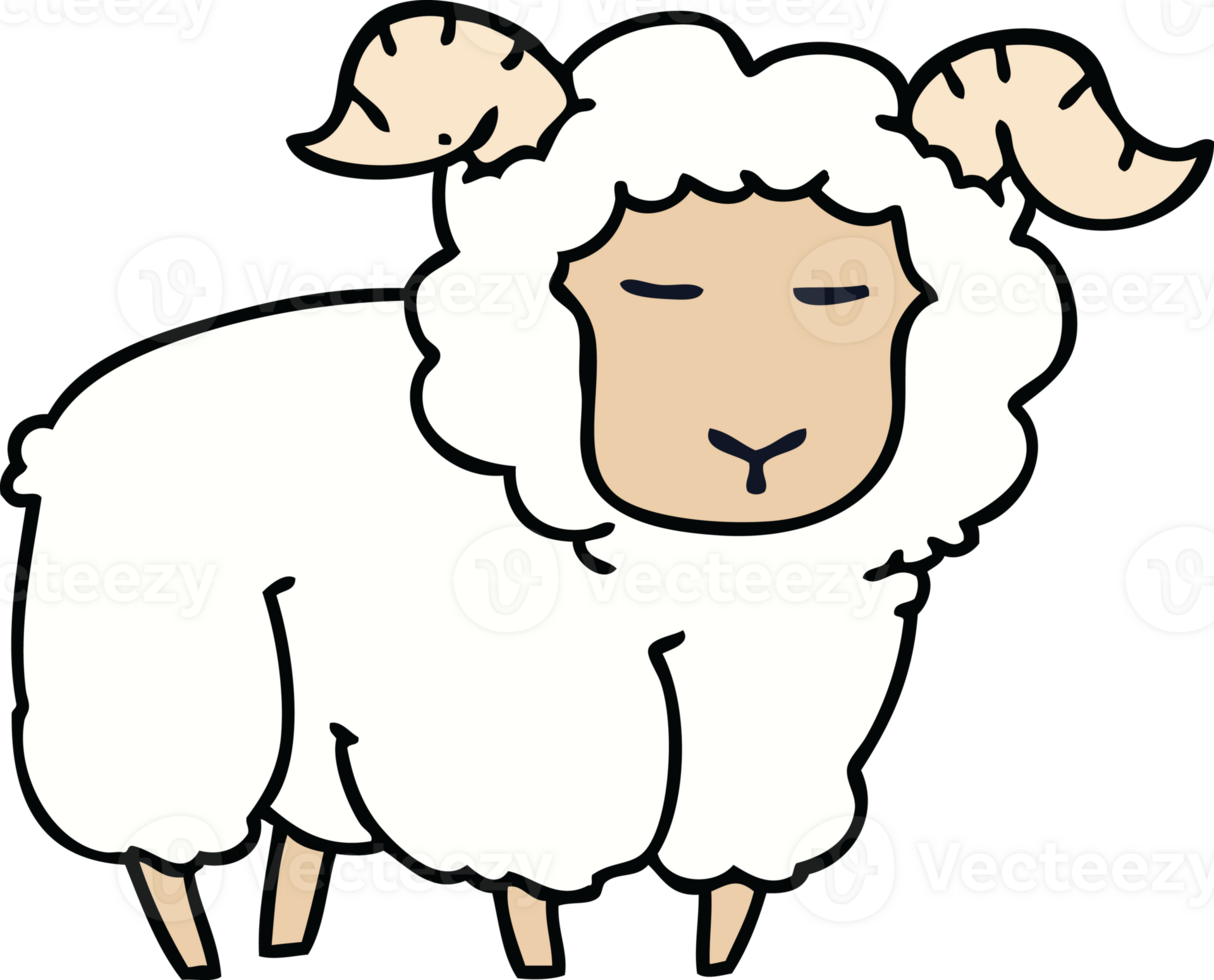 hand drawn quirky cartoon ram png