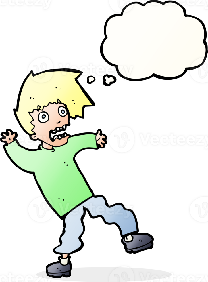 cartoon terrified man with thought bubble png