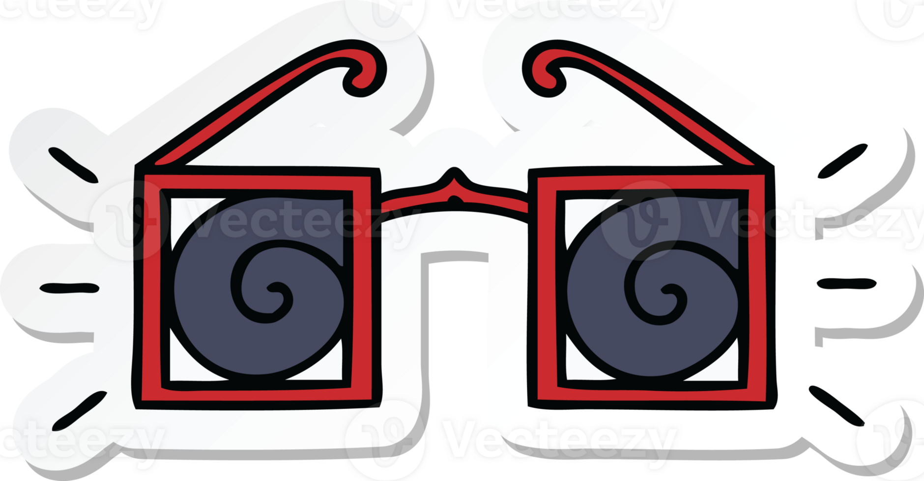 sticker of a cute cartoon hypnotic glasses png