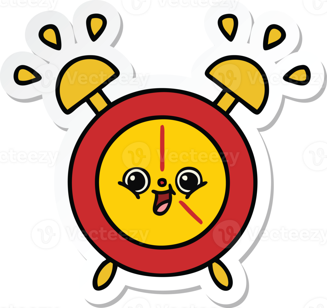 sticker of a cute cartoon alarm clock png
