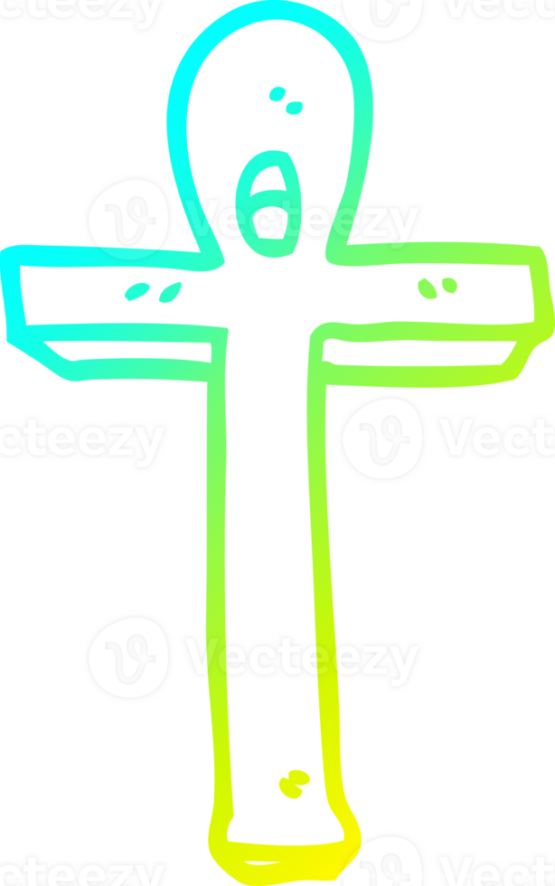 cold gradient line drawing of a cartoon ankh symbol png