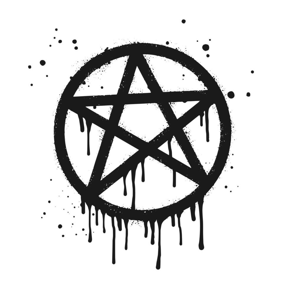 Spray painted graffiti Star sign in black over white. Star drip symbol. isolated on white background vector