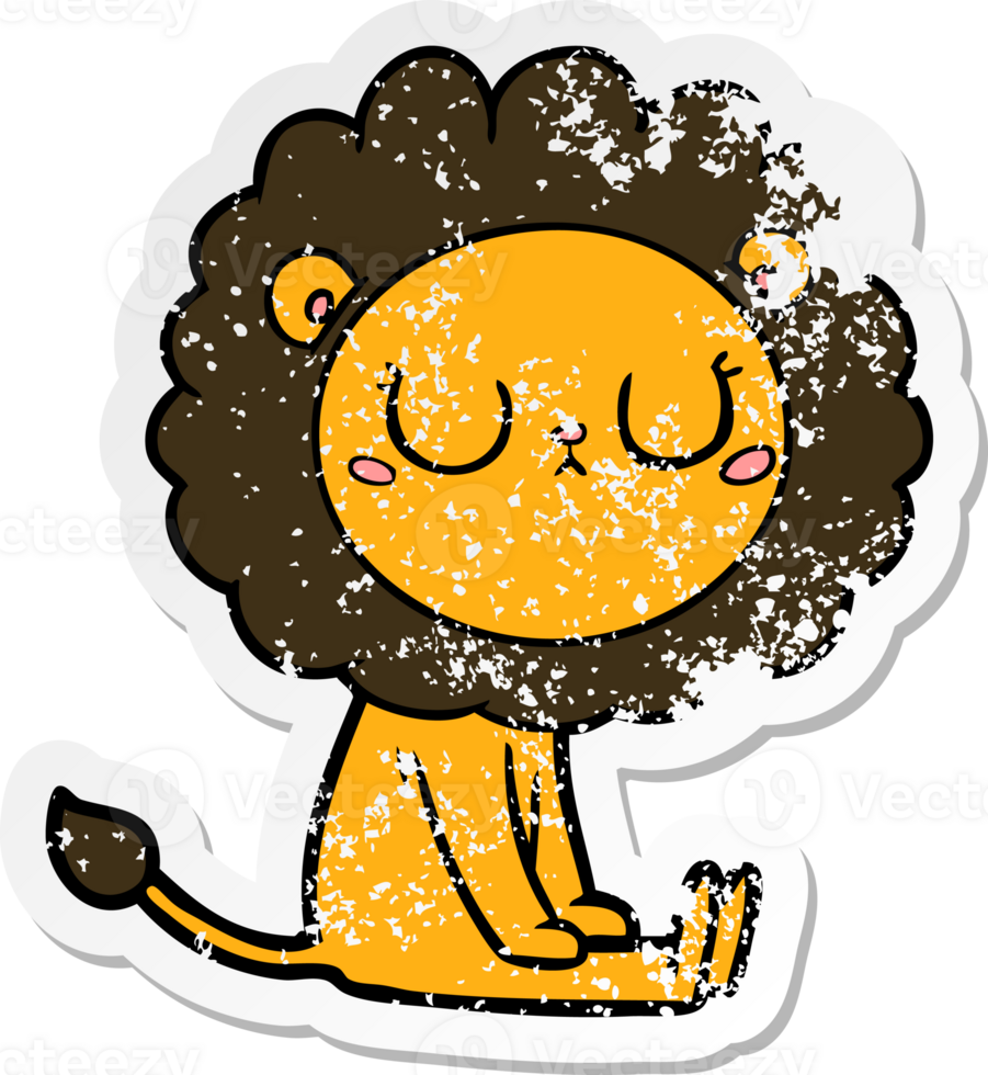 distressed sticker of a cartoon lion png