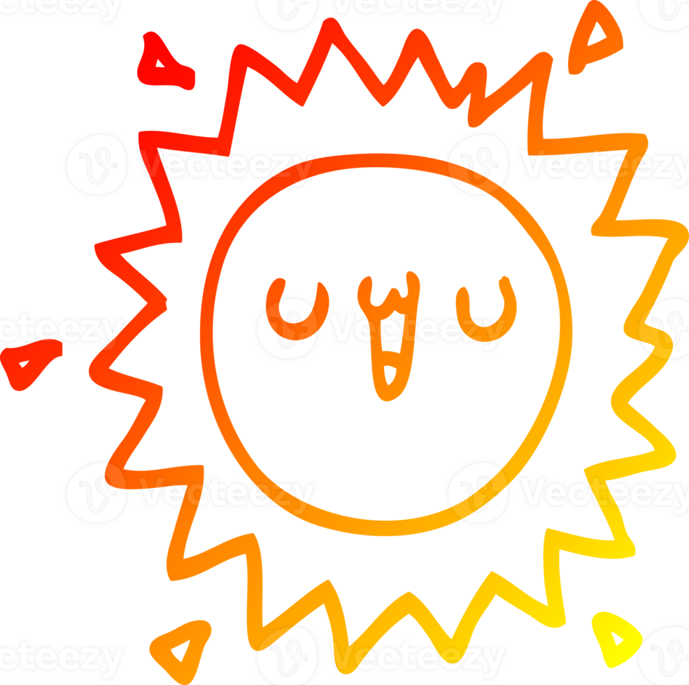 warm gradient line drawing of a cartoon sun png
